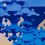 Abstract geometrico blu con triangoli in formazione