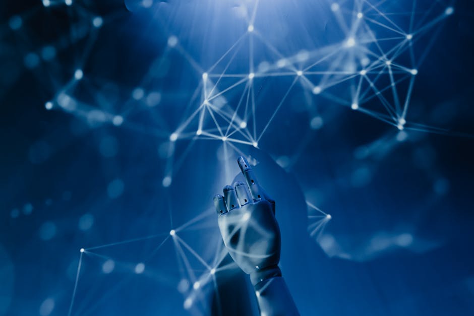 Mano robotica che si estende verso una rete digitale, rappresentando la connessione tra intelligenza umana e artificiale