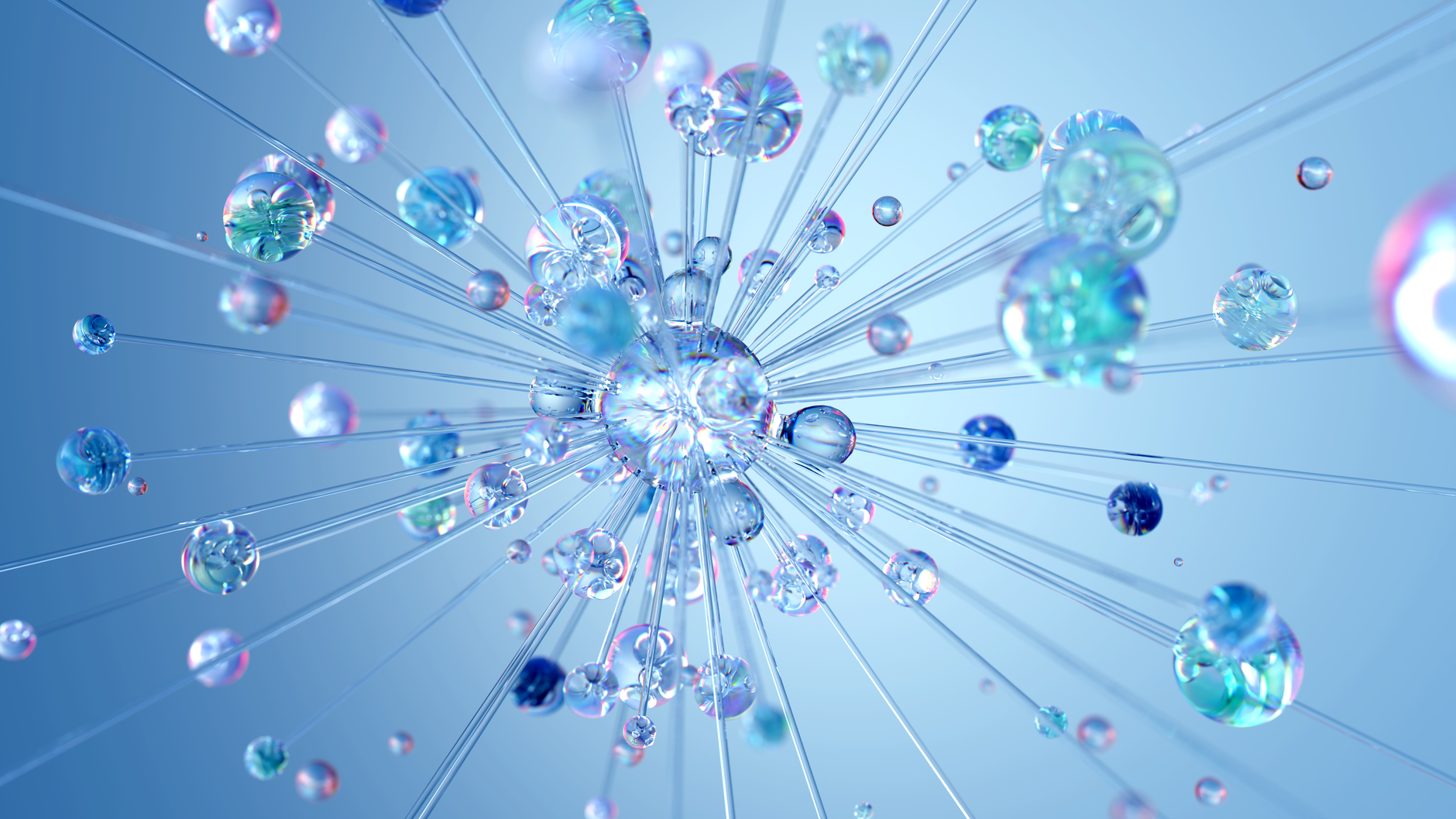 Rendering 3D astratto che visualizza reti neurali e tecnologia AI con toni blu
