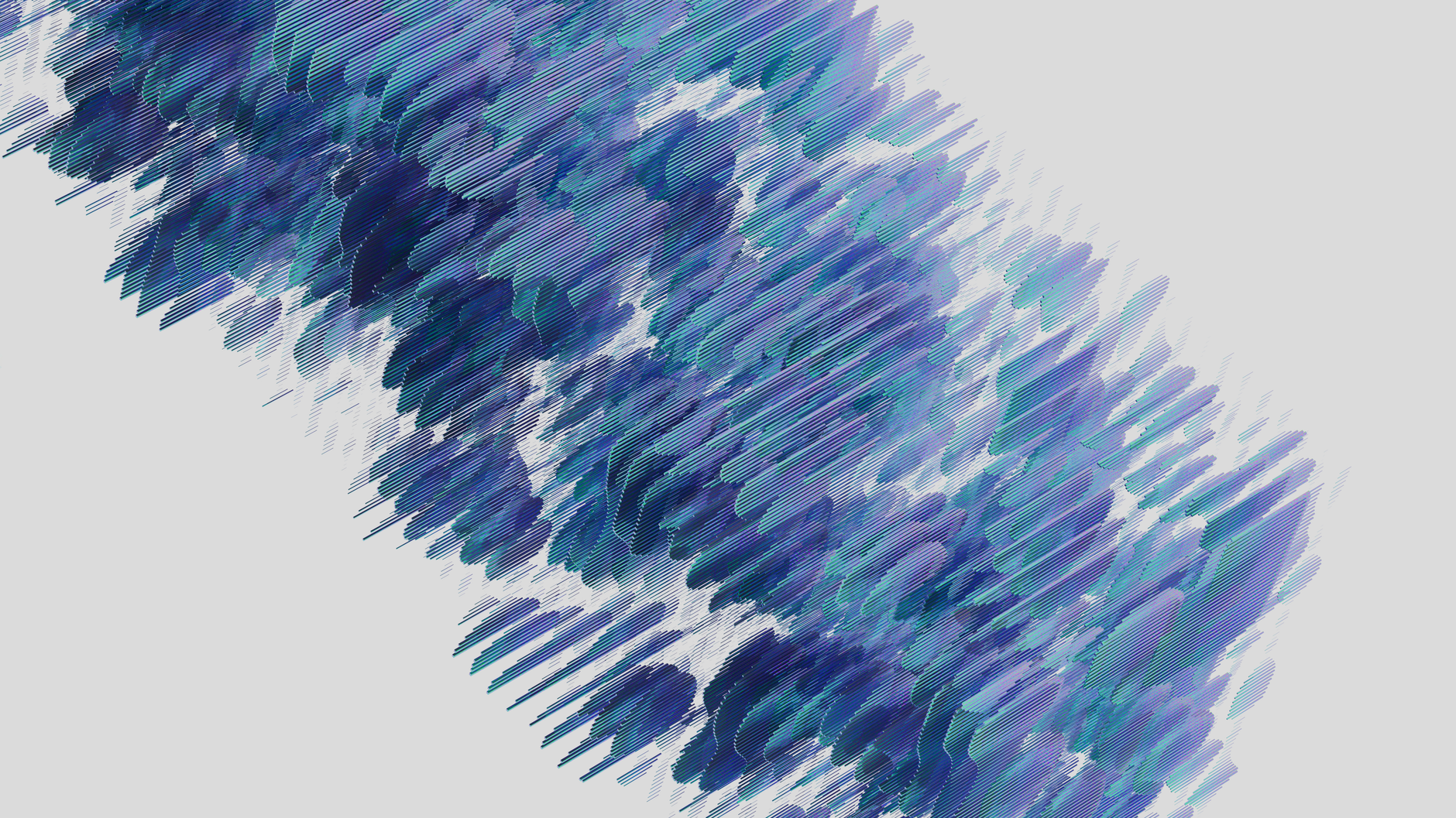 Illustrazione astratta di reti neurali con pattern geometrici blu e viola che visualizzano l'architettura transformer