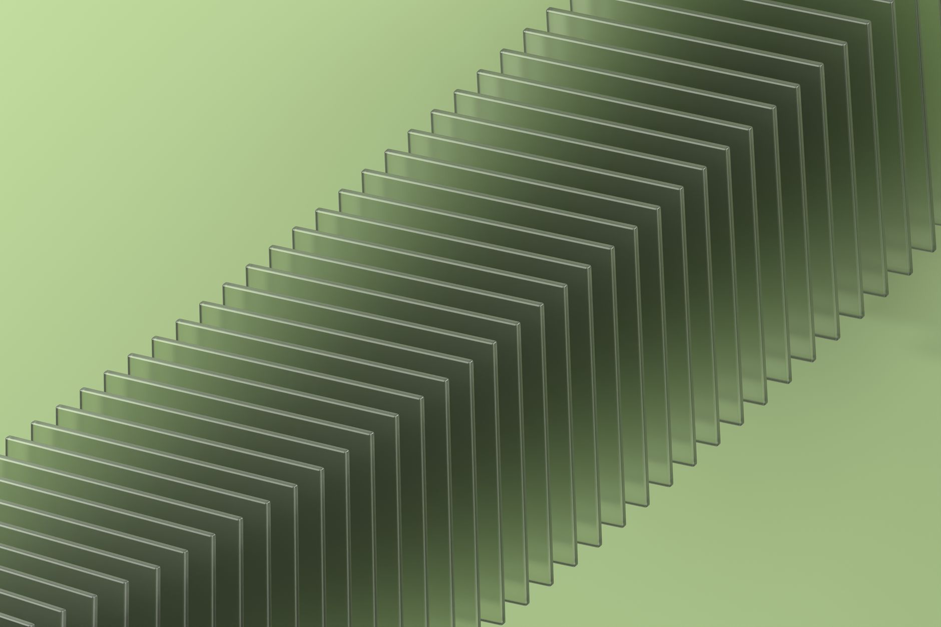 Rappresentazione astratta minimalista di pannelli geometrici verdi trasparenti, simbolo di struttura causale e individuazione